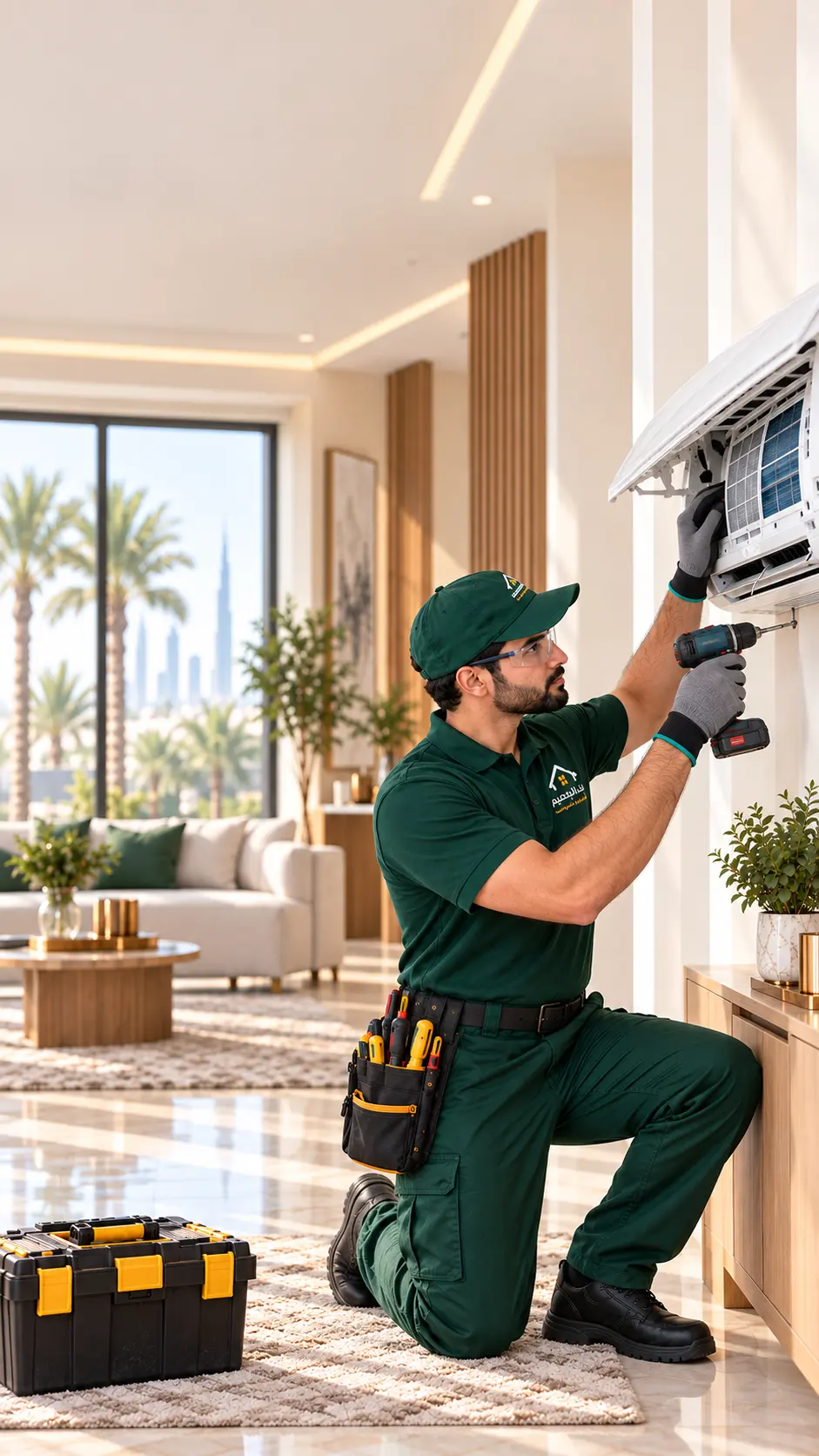 فني بيت التصميم أثناء تنفيذ الخدمة